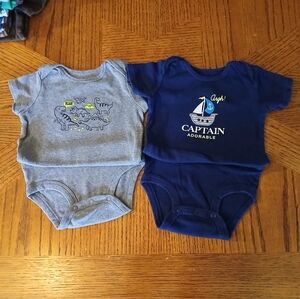 Carters Captain Adorable Blue and Gray Baby Onesies